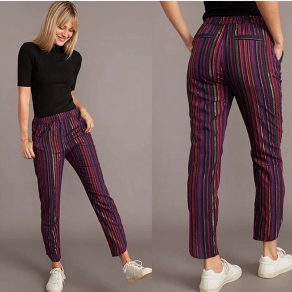 Marine Layer Allison Elastic Waist Pants Women's Lurex Multi Stripe Size: S NWT